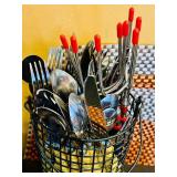 K - Large Kitchenware Collection with Sango Avanti Plates, Flatware Set, Misto Olive Oil Sprayer, Trays, and Accessories