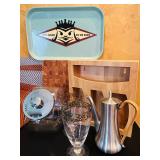 K - Large Kitchenware Collection with Sango Avanti Plates, Flatware Set, Misto Olive Oil Sprayer, Trays, and Accessories