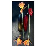 LR - Pair of 14 Inch Art Glass Wall Vases