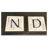 K - Collection of 11 Monogrammed Coasters and Tiles