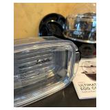 LR - Kitchen Storage Organizer Lot with Food Processor and Egg Cooker