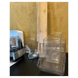 LR - Kitchen Storage Organizer Lot with Food Processor and Egg Cooker