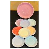 LR - Royal Doulton 1815 and Fiesta Porcelain Saucer Set, Assorted Pastel Colors, Largest 6 Inch Diameter