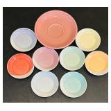 LR - Royal Doulton 1815 and Fiesta Porcelain Saucer Set, Assorted Pastel Colors, Largest 6 Inch Diameter