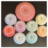 LR - Royal Doulton 1815 and Fiesta Porcelain Saucer Set, Assorted Pastel Colors, Largest 6 Inch Diameter