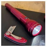 LR - Emergency Preparedness Set with Fire Blanket, 14.5in Flashlight, Lantern, Utility Light, and Folding Knife