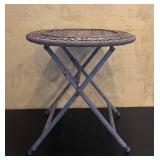 LR - 21 Inch Folding Wicker and Metal Side Table