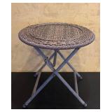LR - 21 Inch Folding Wicker and Metal Side Table
