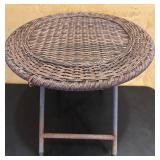 LR - 21 Inch Folding Wicker and Metal Side Table