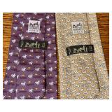 Set of 2 Hermes Silk Ties with Duck Pattern Designs