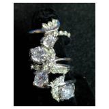 4 Stainless Steel Fashion Rings with CZ Stones - Size 7.5 to 7.75