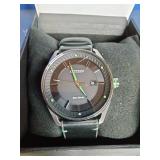 Citizen Eco Drive Watch Men 42mm Silver Tone Black Green Date