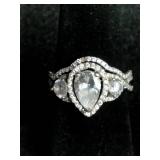 Sofia B. 2 Carat Sterling Silver Pear Shaped Engagement Ring Set