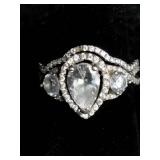 Sofia B. 2 Carat Sterling Silver Pear Shaped Engagement Ring Set