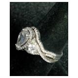 Sofia B. 2 Carat Sterling Silver Pear Shaped Engagement Ring Set