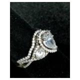 Sofia B. 2 Carat Sterling Silver Pear Shaped Engagement Ring Set