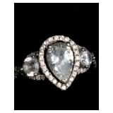 Sofia B. 2 Carat Sterling Silver Pear Shaped Engagement Ring Set