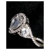 Sofia B. 2 Carat Sterling Silver Pear Shaped Engagement Ring Set