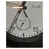 Equity by La Crosse 10-inch Waylon indoor/outdoor wall clock with thermometer and hygrometer.