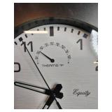 Equity by La Crosse 10-inch Waylon indoor/outdoor wall clock with thermometer and hygrometer.