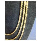 3 28" Goldtone Necklaces