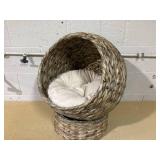 PawHut 20" Natural Braided Elevated Cat Bed Basket House Chair Sofa, Dark Brown