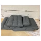 HOMCOM Convertible Floor Sofa Bed, Recliner Armchair Upholstered Sleeper Chair with Pillow for Living Room Bedroom Lounge, Gray