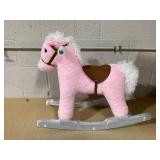 Qaba Kids Plush Ride-On Rocking Horse with Bear Toy, Children Chair with Soft Plush Toy & Fun Realistic Sounds, Pink