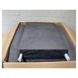 HOMCOM Wingback Accent Chair for Living Room, Button-Tufted Lounge Chair with Round Armrests and Wood Legs, Dark Gray