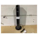 HOMCOM 2-In-1 Portable Electric Tower Heater, Oscillating Space Heater for Indoor Use with Remote Control, 8H Timer, Three Heating Modes(High, Low, Fan), 750W / 1500W, Black (Not Tested)