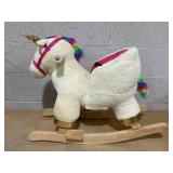 Qaba Kids Rocking Horse, Unicorn with Realistic Sound, Safety Belt & Wooden Base for 18-36 Months