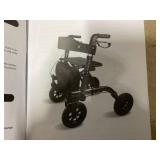 GOFLAME All-Terrain Rollator Walker w/Pneumatic Tires, Foldable Outdoor Walkers w/Seat, Backrest, 32"-37" Adjustable Height & Storage Bag, Lightweight Aluminum Walker for Seniors & Adults, Black