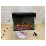 Tangkula 23-Inch 3-Sided Electric Fireplace Insert with Remote Control, 1500W Fireplace Heater with Thermostat, Adjustable Brightness, 8H Timer, Overheat Protection