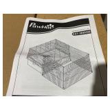 PawHut 33" Small Animal Cage with Playpen, Bunny Hutch Indoor for Guinea Pigs Hedgehogs with Accessories, Water Bottle, Food Dish, Feeding Trough