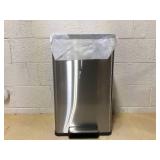 SIMPLI-MAGIC 50 Liter / 13.2 Gallon Soft-Close, Smudge Resistant Trash Can with Foot Pedal and Built in Filter- Stainless Steel, Sleek Finish