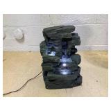 Alpine Corporation 13" Resin Waterfall Tabletop Fountain with LED Lights Gray - Alpine Corporation: Indoor Sculptural Fountain, Electric Powered, 2 Basins
