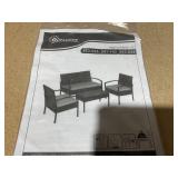 Outsunny Patio Furniture Set, 4 Piece Indoor Outdoor PE Wicker Conversation Set with Chairs, Loveseat Sofa, Cushions, Glass Table for Backyard, Sunroom, Pool, Garden, Light Gray