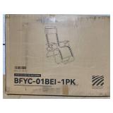 Elevon Zero Gravity Chair with Cup Holder & Removable Pillow, Adjustable Reclining Outdoor Patio Folding Chairs for Adults Portable Lounge Chair Furniture for Poolside, Lawn, Beach, Camping, Beige