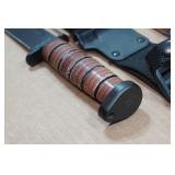 Ka-Bar Dogs Head Fighting Knife with Scabbard and Leather Sheath