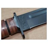 Ka-Bar Dogs Head Fighting Knife with Scabbard and Leather Sheath