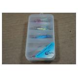 *5* Glow in the Dark Walleye Ice Fishing Jigs with Case