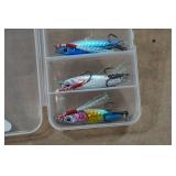 *5* Glow in the Dark Walleye Ice Fishing Jigs with Case
