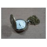 Vintage Style Bronze USA Veterans Pocket Watch with 18" Chain