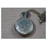 Vintage Style Bronze Wolf Head Pocket Watch with 18" Chain
