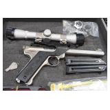 2002 Ruger Mark II Competition Target Model .22 LR Semi-Auto Pistol - 6-7/8" Tapered Barrel - NcStar Scope