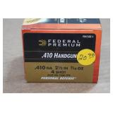 20 Federal Premium .410 Bore Handgun 2-1/2" 4 Shot Personal Defense Shotshells
