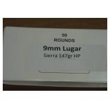 50 9mm Luger 147 Gr Sierra HP Ammo