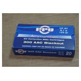 20 PPU .300 AAC Blackout 125 Gr HP BT Ammo