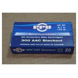 20 PPU .300 AAC Blackout 125 Gr HP BT Ammo