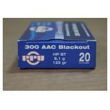 20 PPU .300 AAC Blackout 125 Gr HP BT Ammo